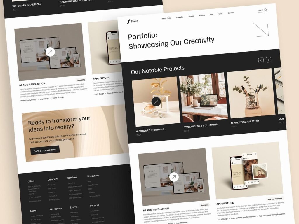 Marketing agency portfolio showcasing successful client projects